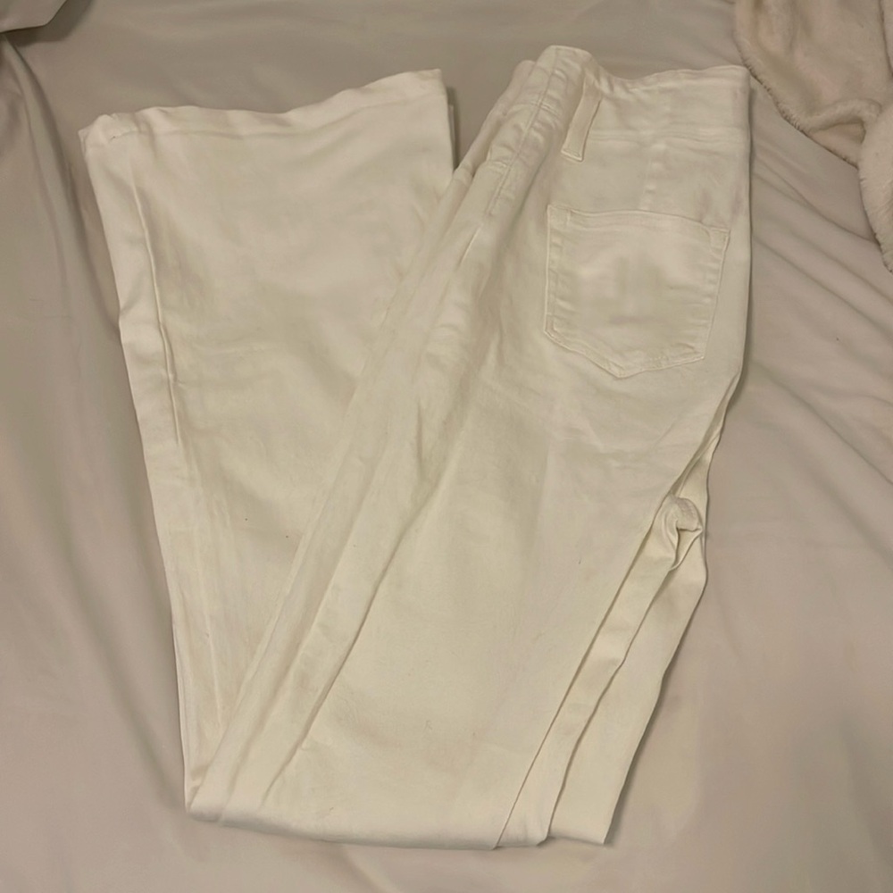 High Waisted White Flare Jeans